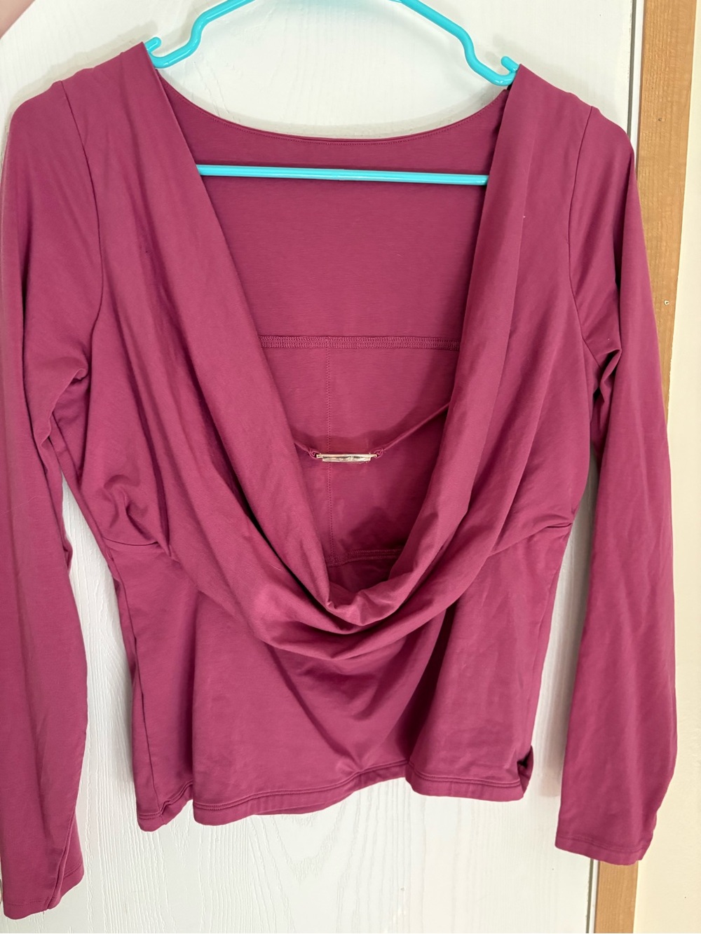 Women's Cowl back Long Sleeve Top - Berry